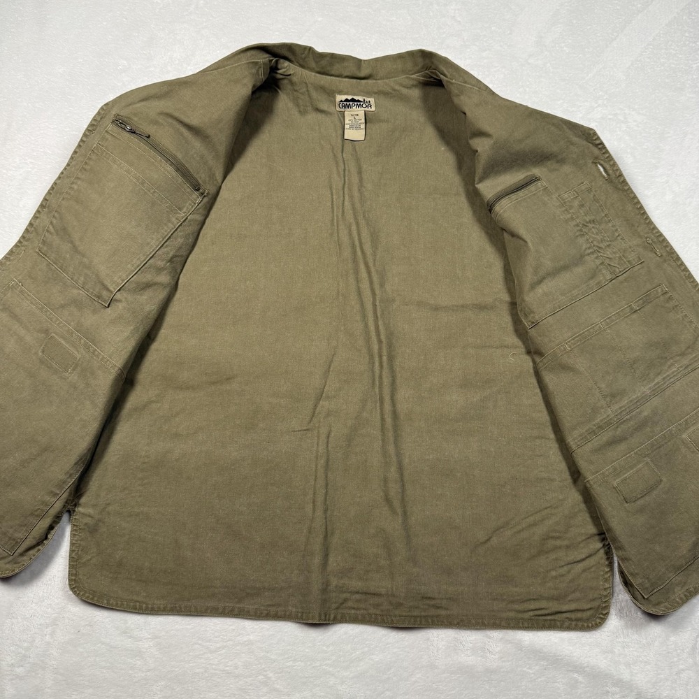 Campmor Vest Mens Large Green Cotton Utility Multi Pocket Outdoor Travel Hiking - Picture 4 of 9